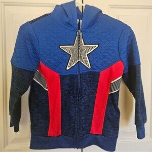 Marvel Captain America lightweight jacket Boys Size 6 Blue/red/grey